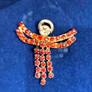 Avon Red and Silver Rhinestone Birthstone Angel Tac Pin - July